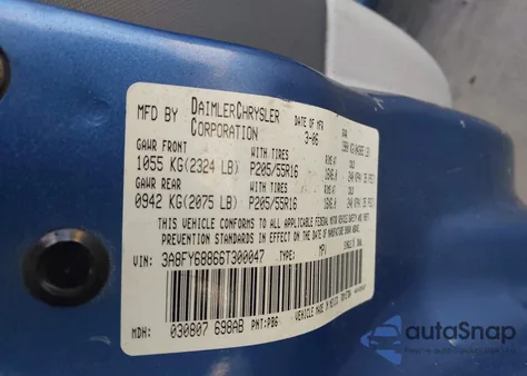 2006 Chrysler Pt Cruiser Limited из США, поврежденный, VIN 3A8FY68866T300047